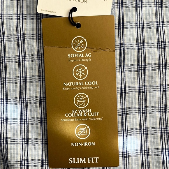 Light Blue Plaid Dress Shirt with Classic Collar - Picture 3 of 10